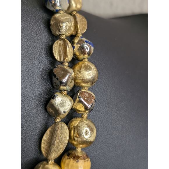 VTG Signed Hattie Carnegie Two Strand Goldtone & Silver Tone Beaded 19" Necklace - Picture 12 of 15